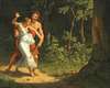 A seduction scene in a forest