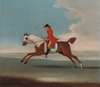 One of Four Portraits of Horses, a Chestnut Racehorse Exercised by a Trainer in a Red Coat- gallopi…