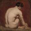 Male Nude, Kneeling, from the Back