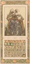 Kalenderblad augustus met olifant