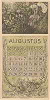 Kalenderblad augustus met planten