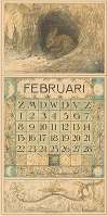 Kalenderblad februari met konijn