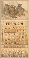 Kalenderblad februari met lemuren
