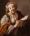 Young Woman with a Text Sheet