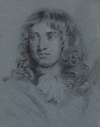 The miniature painter Thomas Flatman, as a young man with long ringlets and a scarf tied in a bow around his neck
