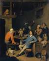 Society with an Ape Smoking a Pipe in a Tavern