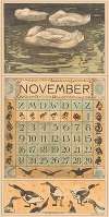 Kalenderblad november met drie slapende eenden