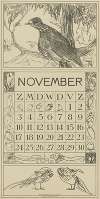 Kalenderblad november met houtduif