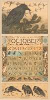 Kalenderblad oktober met kraai