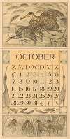 Kalenderblad oktober met snip en reiger