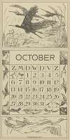 Kalenderblad oktober met trekvogels