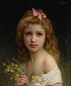 Portrait Of A Girl With Mimosa Blossoms