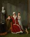 Portrait of General Baudet’s wife and her two children, with a bust of the General behind