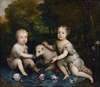 Portrait of Two Children With a Lamb