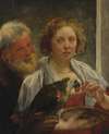 A Bearded Man And a Woman With a Parrot; ‘unrequited Love’