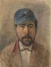 Portrait of a soldier in a blue cap