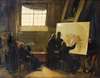 Padre Pozzo Painting In His Studio Surrounded By Monks Of His Order