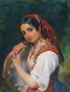 A Shepherd Girl With A Tambourine