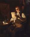 Man Reading By Candlelight