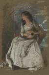 Study of lady playing mandolin