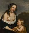 A mother and her son in the guise of venus and cupid