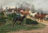 Soldiers leading horses over a bridge