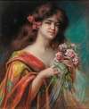 Portrait of a Lady in a Negligee, Holding Roses