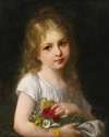 A young girl holding a bouquet