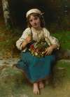 Young girl with a basket of flowers