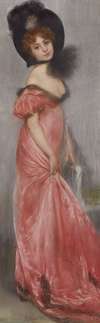 A young woman in pink dress