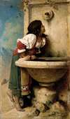 Roman Girl at a Fountain