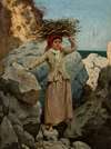 Annunziata. Girl with a bunch of brushwood on her head