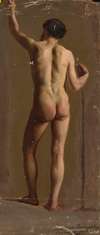 Nude of a standing man, back view