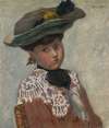 Portrait de Jeune Femme Or Le Chapeau