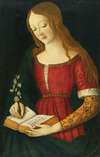A Young Lady Writing In A Hymnal