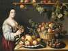 Still life with fruits and a young woman