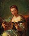 Lady playing the guitar