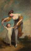 Portrait of a mother and child in a landscape