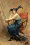 Femme assise dans un fauteuil Dagobert