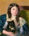 Françoise, Holding a Little Dog, Looking Far to the Right