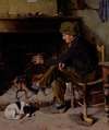 Man with his Dog before a Hearth