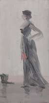 Standing Woman with Fan, A Study in Rose and Grey