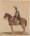 Austrian Hussar on a bay horse
