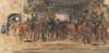 Rustende cavalerie op een plein