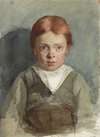 Portret van een jongetje met rood haar, van voren