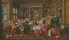 A merry company in a palatial interior, with musicians and tric-trac players