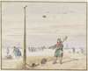 Winter Landscape with a Duck Hunter with Game in his Belt and his Gun over his Shoulder on the Bank of a Frozen River