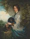 Portrait of Lady Alice Peel, holding a King Charles spaniel on her lap