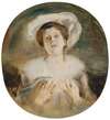 Bildnis einer Dame mit mit weißem Hut