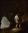 Young man and woman in a cave